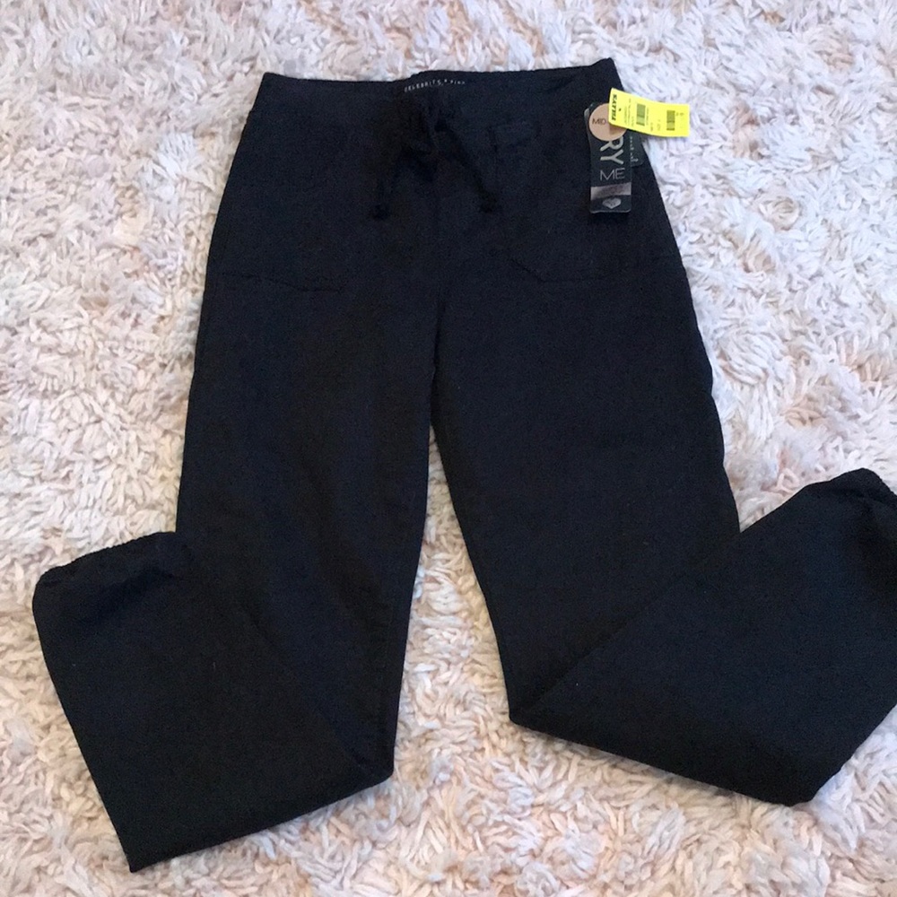Black pants- elastic waist and elastic ankle.